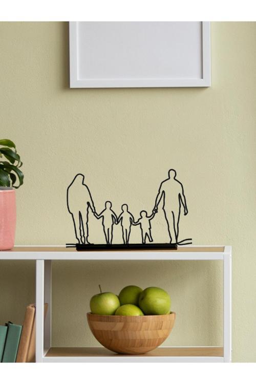 Aile Figürlü Dekor Biblo - Anne Baba Büyük Erkek Ortanca Erkek Küçük Erkek Çocuk - Bioplastik