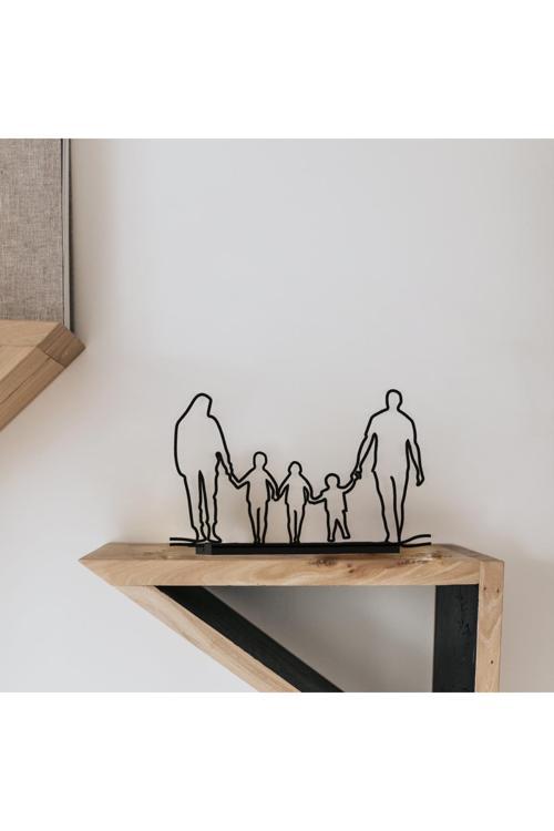 Aile Figürlü Dekor Biblo - Anne Baba Büyük Erkek Ortanca Kız Küçük Erkek Çocuk - Bioplastik