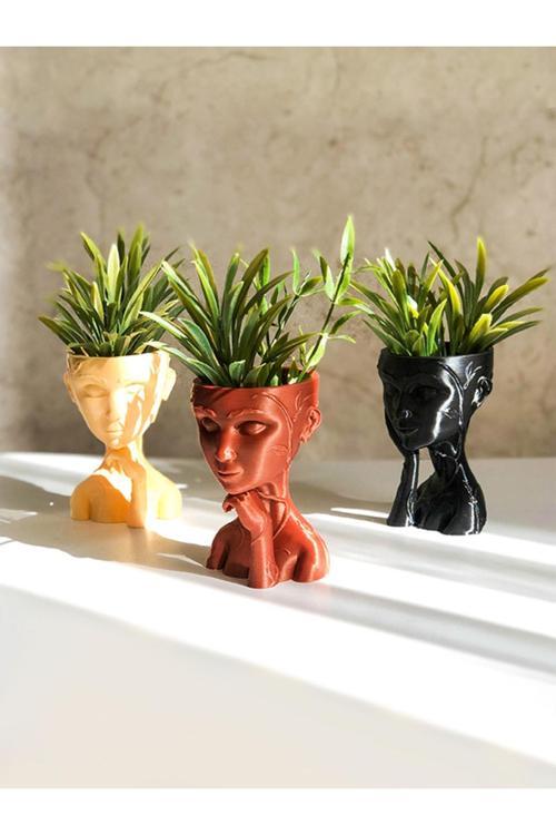 Heykel Sukulent Saksısı - Aphrodite Bakır - 8Cm - Bioplastik