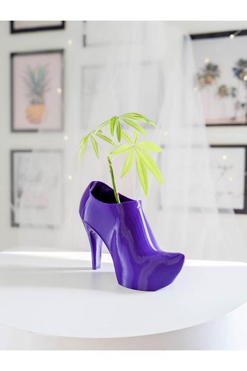 Topuklu Ayakkabı Dekoratif Vazo - Kırmızı - Bioplastik