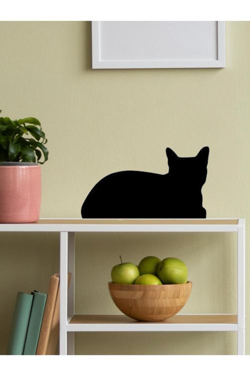 Oturan Kedi Figürlü Siyah Duvar Dekoru - Raf Dekoru - Bioplastik