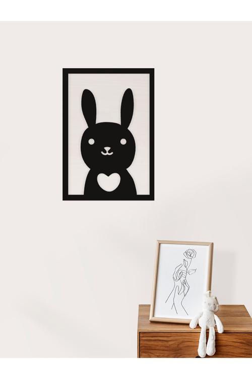 Tavşan Siyah Duvar Dekoru - Bioplastik