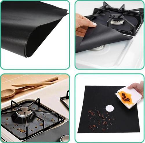 Ocak Koruyucu Folyo Yanmaz Yapışmaz 4'lü Set SiYAH (2818)