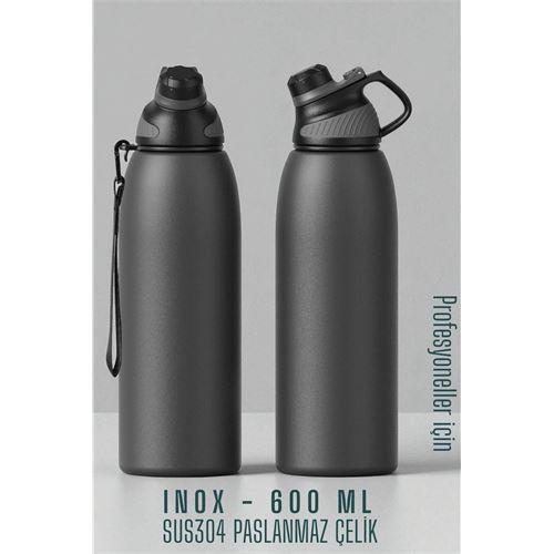 Inox Çelik Termos - 600 ml  SUS304 Çelik Termos Profesyonel GRİ