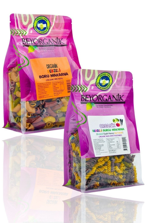 Organik Sebzeli Makarna seti 2*li (Organik Boru makarna / Sebzeli Burgu makarna 240gr)