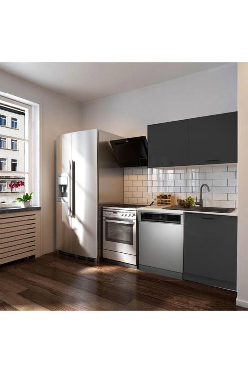 Manza Hazır Mutfak Dolabı 120cm - Parlak-Beyaz Laminat Tezgah Dahil-Bulaşık Makinesi Yeri Mevcut