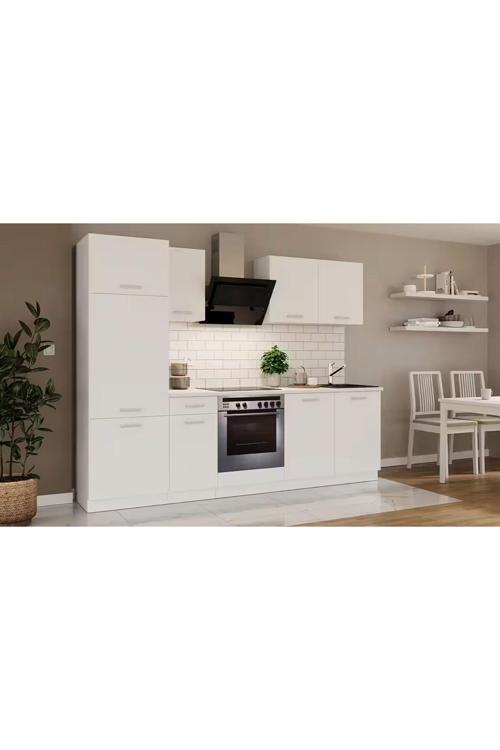 Angel Hazır Mutfak Dolabı Kiler Dahil 260cm–Beyaz Laminat Tezgah Dahil-Beyaz-Mat