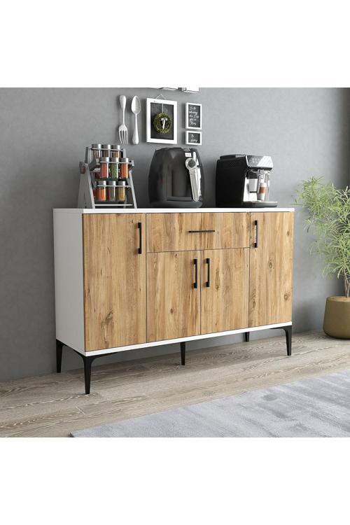 Tyche Çok Amaçlı Dolap-Mikrodalga-Erzak-Airfryer-Mutfak-Kiler Dolabı-Kahve Köşesi-Beyaz-120 cm