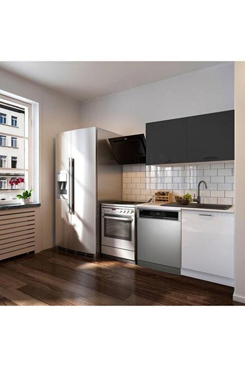 Manza Hazır Mutfak Dolabı 120cm - Parlak-Beyaz Laminat Tezgah Dahil-Bulaşık Makinesi Yeri Mevcut