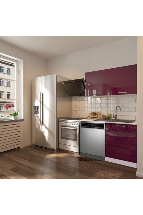 Manza Hazır Mutfak Dolabı 120cm - Parlak-Beyaz Laminat Tezgah Dahil-Bulaşık Makinesi Yeri Mevcut