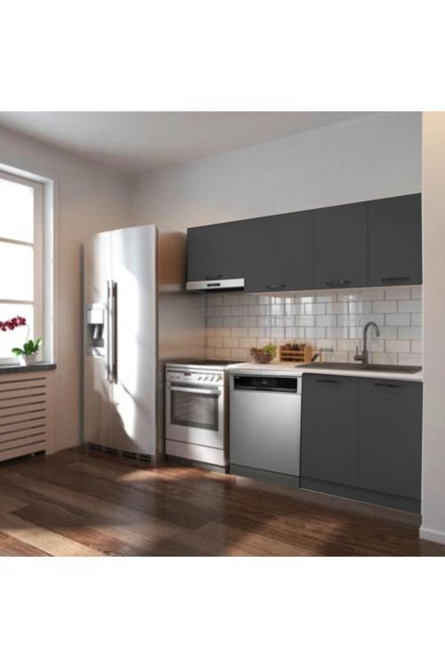 Ulza Hazır Mutfak Dolabı 200 Cm –Beyaz Laminat Tezgah Dahil-Bulaşık Makinesi Yeri Mevcut-Mat