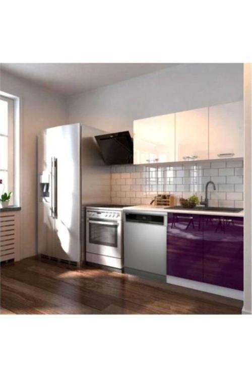 Hima Hazır Mutfak Dolabı – 140 Cm- Parlak--Beyaz Laminat Tezgah Dahil-Bulaşık Makinesi Yeri Mevcut