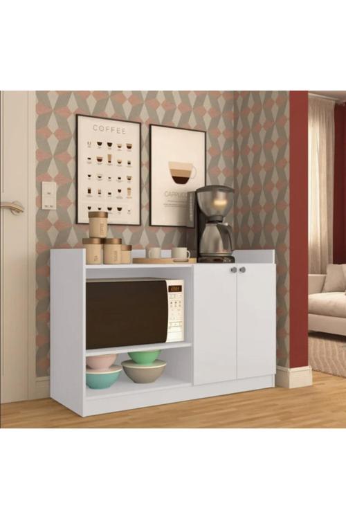 Zarif Çok Amaçlı Dolap-Mikrodalga-Erzak-Airfryer-Mutfak-Kiler Dolabı-Kahve Köşesi-Beyaz-80 cm