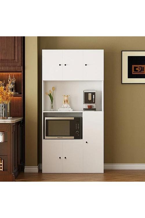 Talha Çok Amaçlı Dolap-Mikrodalga-Erzak-Airfryer-Mutfak-Kiler Dolabı-Kahve Köşesi-Beyaz-90 cm