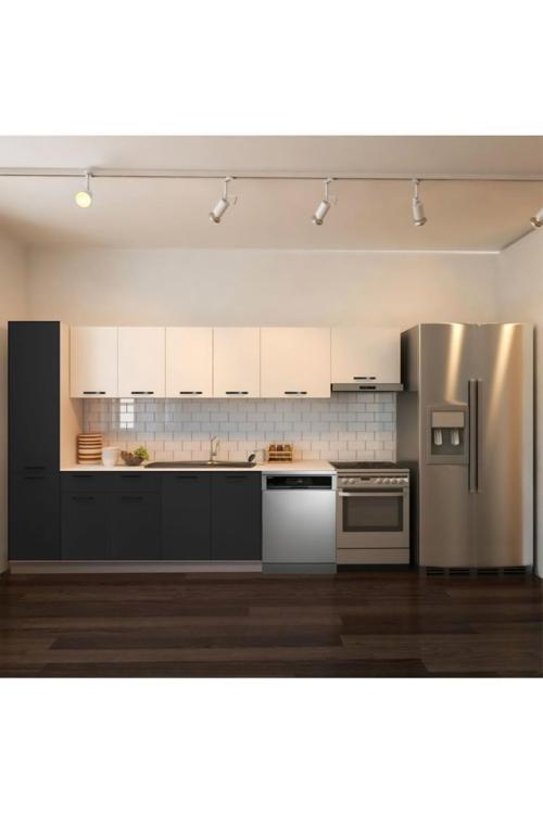 Avlonya Hazır Mutfak Dolabı Kiler Dahil 320cm-Beyaz Laminat Tezgah Dahil-BulaşıkMakinesi Yeri Mevcut