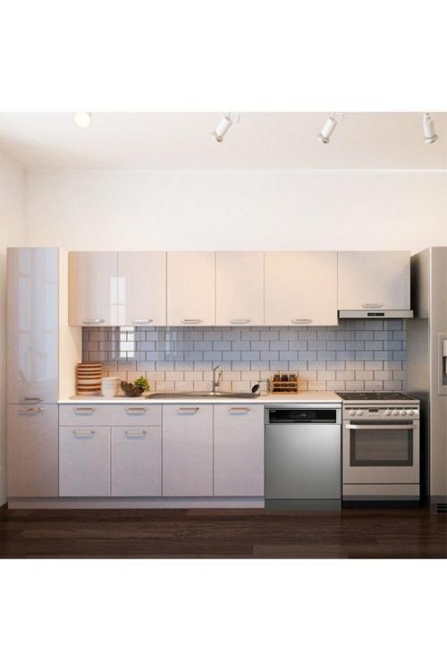 Avlonya Hazır Mutfak Dolabı Kiler Dahil 320cm-Beyaz Laminat Tezgah Dahil-BulaşıkMakinesi Yeri Mevcut