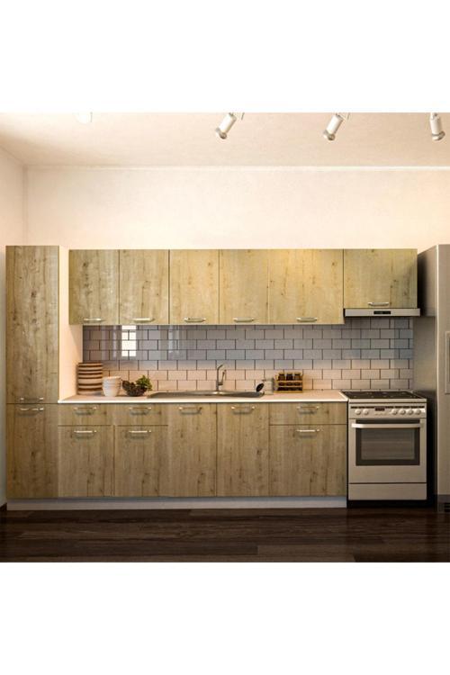 Avlonya Hazır Mutfak Dolabı Kiler Dahil 320cm-Beyaz Laminat Tezgah Dahil-BulaşıkMakinesi Yeri Mevcut