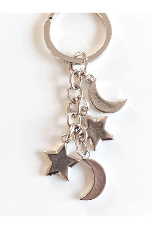 Ay ve Yıldızlardan Oluşan Metal Anahtarlık