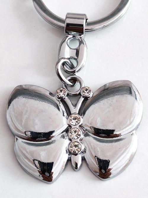 Gümüş Renkli Üç Boyutlu Kelebek Metal Anahtarlık