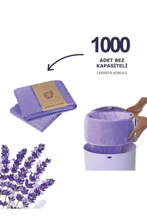 16Lt Çöp Kutuları Ile Uyumlu 1000 Bebek Bezi Kapasiteli Lavanta Kokulu Yerli Çöp Poşeti