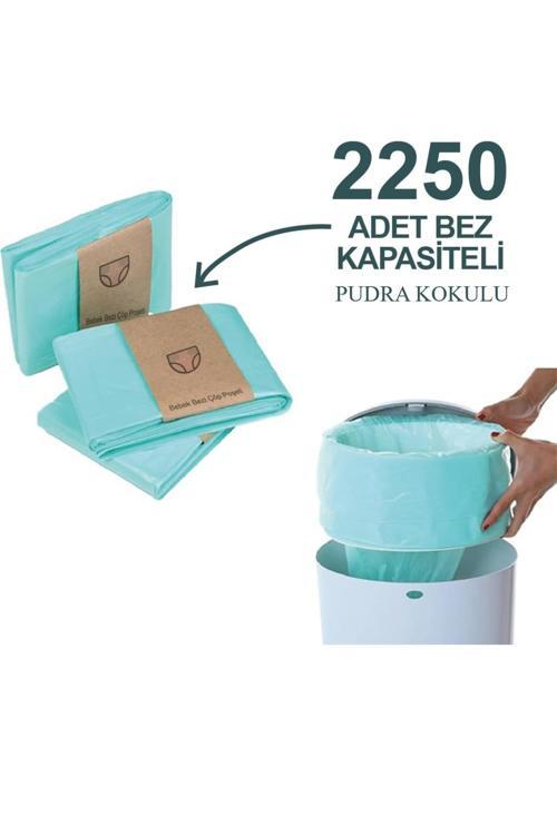 16L Çöp Kutuları Ile Uyumlu 2250 Bebek Bezi Kapasiteli 3 Paket Yerli Çöp Poşeti Pudra Kokulu