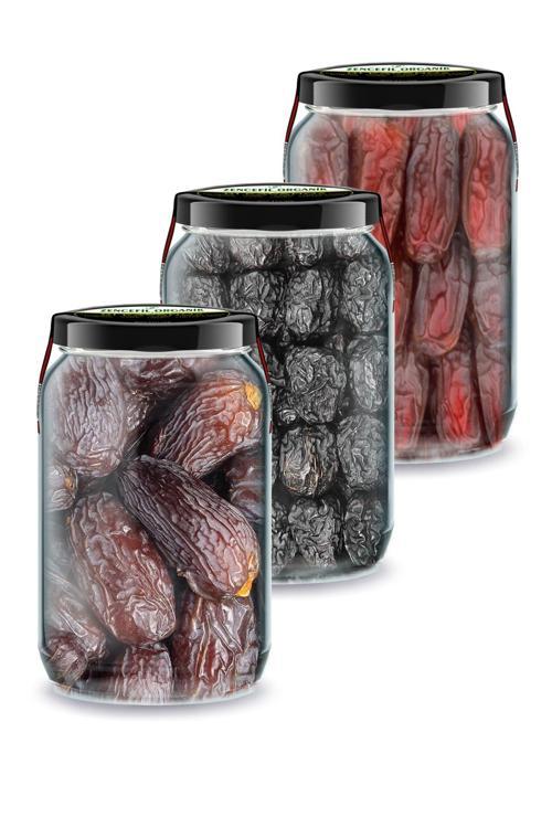 3'lü Gurme Hurmalar Kudüs Hurması Medine Hurması Acve Hurma 3x660cc. Bi Kavanoz Jumbo Seçme Hurmalar