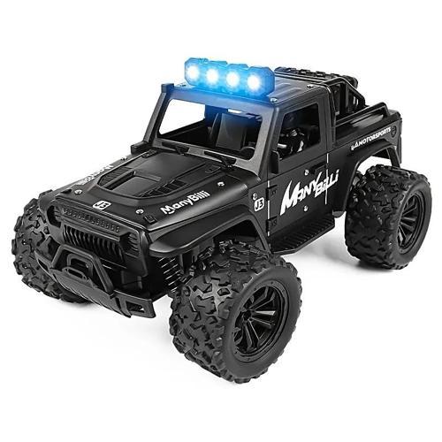 1:16 Off Road Şarjlı RC Uzaktan Kumandalı Renkli Farlar Siyah Arazi Aracı 20 Km/s Hızında Hediyelik