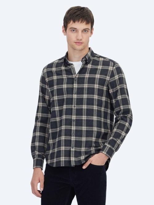 Antrasit Regular Fit Dokuma Casual Pamuk Karışımlı Gömlek