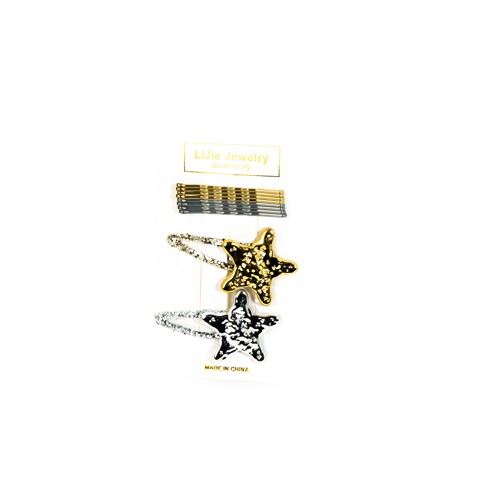 Biem Gold Ve Gümüş Renk Büyük Simli Yıldızlı Toka Set