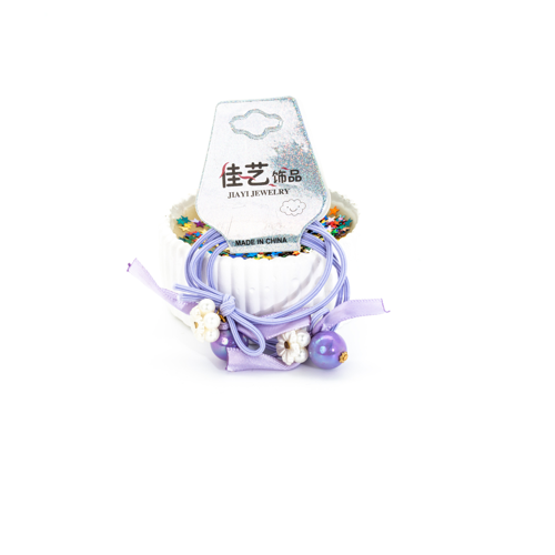 Biem İncili Lastik Toka Lila