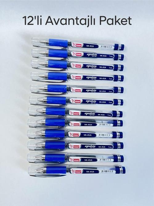 MK-8526 GEL PEN İMZA KALEMİ MAVİ 0.1 MM UÇ 12'li Paket