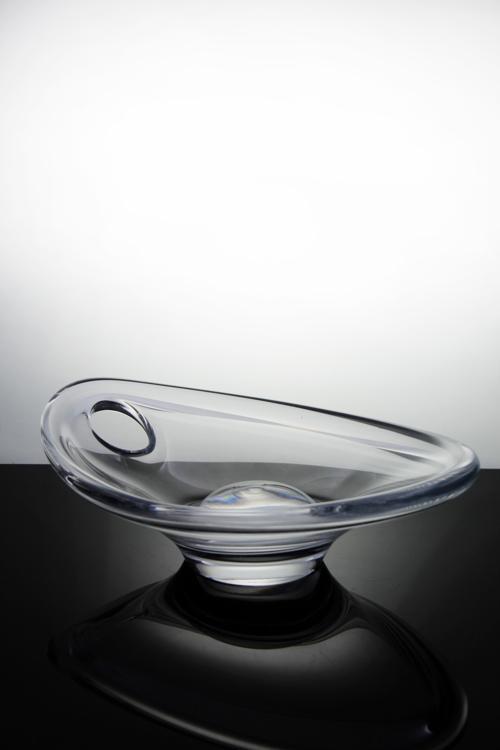 El İmalatı Kristal Ortası Bombeli Oval Kase 1 Adet 13184