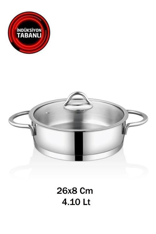 Vision 4.10 Litre 26x8 Cm İndiksiyon Basık Çelik Tencere