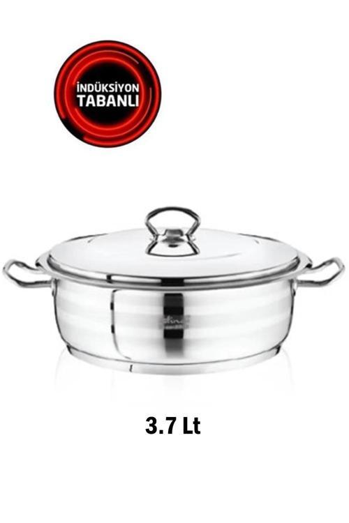 Çelik Flavia Metal Kulplu 24x08 Cm İndiksiyon Basık Tencere 3.7 lt 18/10