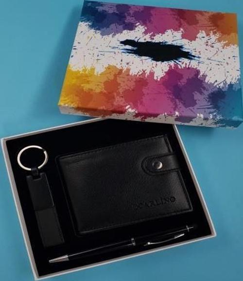 Siyah Cüzdan Anahtarlık Tükenmez Kalem Dekoratif Hediyelik