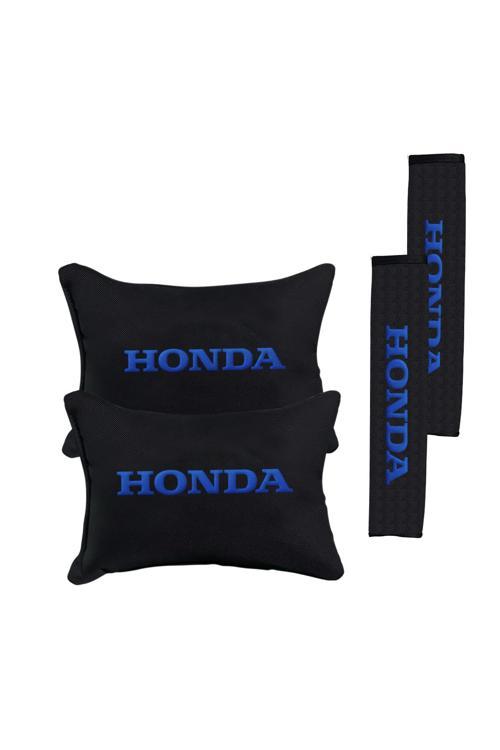 Mavi Biyeli Mavi Honda Nakışlı Oto Yastık Seti