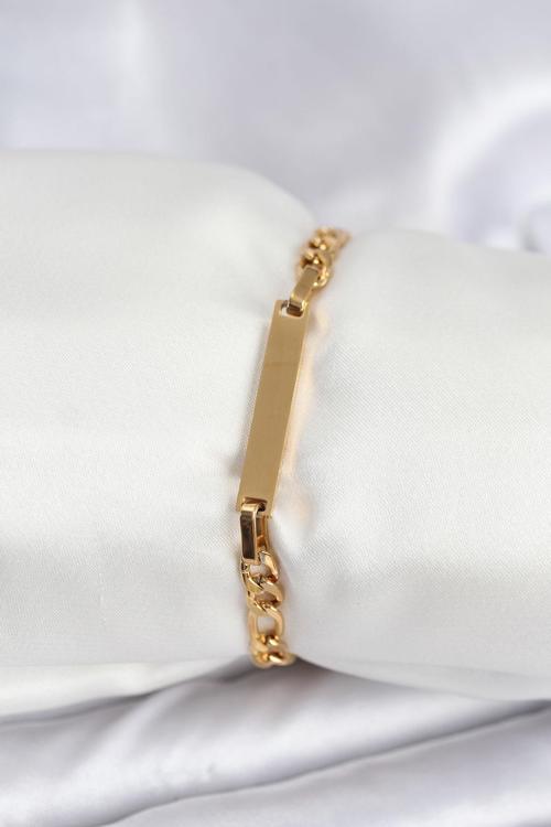 Gold Renk Yazı Yazmaya Uygun Kadın Bileklik - EBJ250920W37859