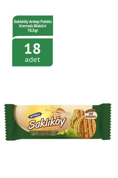 SAKLIKÖY Antep Fıstıklı Kremalı Bisküvi - 78.5 gram - 18 Adet