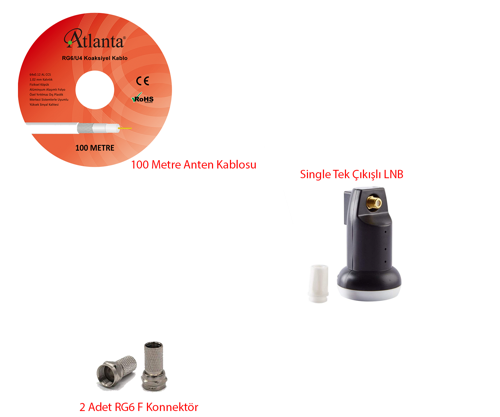 Tekli LNB Hazır Set (LNB + Kablo + Konnektör)