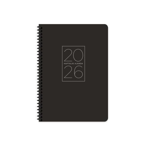 Keskin 2026-17*24 Spiralli Haftalık  Ajanda - Siyah