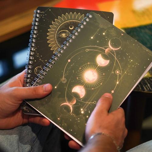 A5 Spiralli Karton Kapak 2'li Set Kareli Ders Programlı Not Okul Defteri - Galaksi Serisi Vol. 1