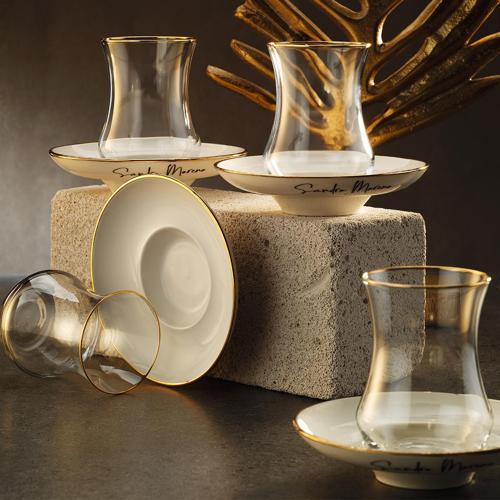 1898 Line Gold 12 Parça 6 Kişilik Çay Seti 110 ml