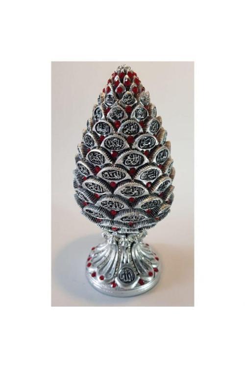 Gümüş Kırmızı Taşlama Kozalak Biblo