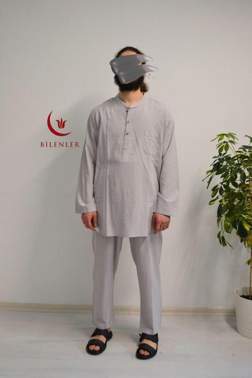 Afgan Model Pamuklu Keten Erkek Takım Rahat Kalıp