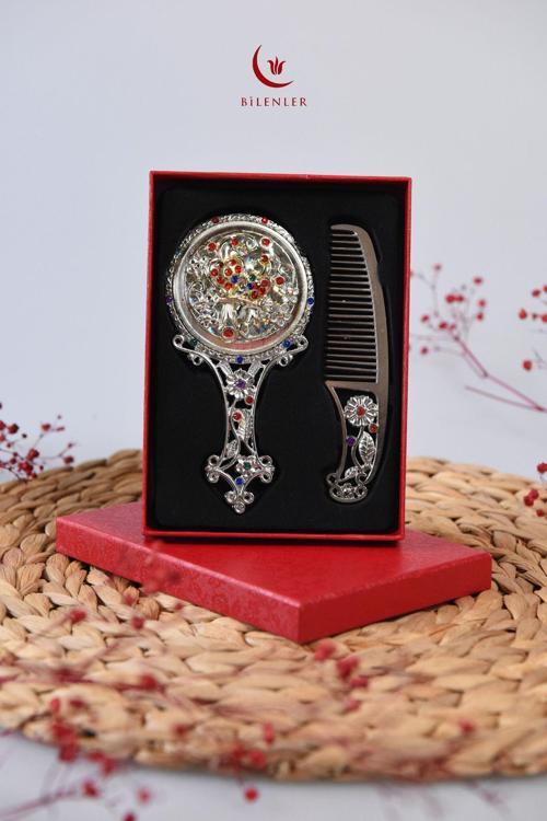 Ayna ve Tarak Seti- Hediyelik-Otantik Desenli