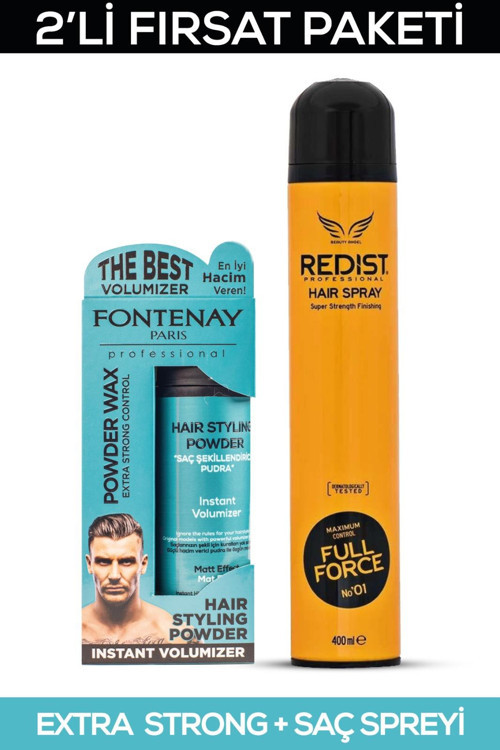 Saç Şekillendirici Pudra Toz Wax Matt Effect Mavi 20gr + 400ml Saç Sprey 2'Lİ Set 2