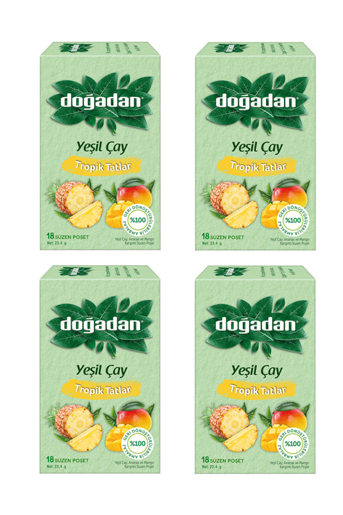 Tropik Tatlar Poşet Yeşil Çay 18'li x 4 Adet