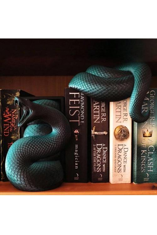 2 Parça Yılan Yüksek Kalite Polimer Kaplı Taş Döküm Kitap Tutucular Book Nook