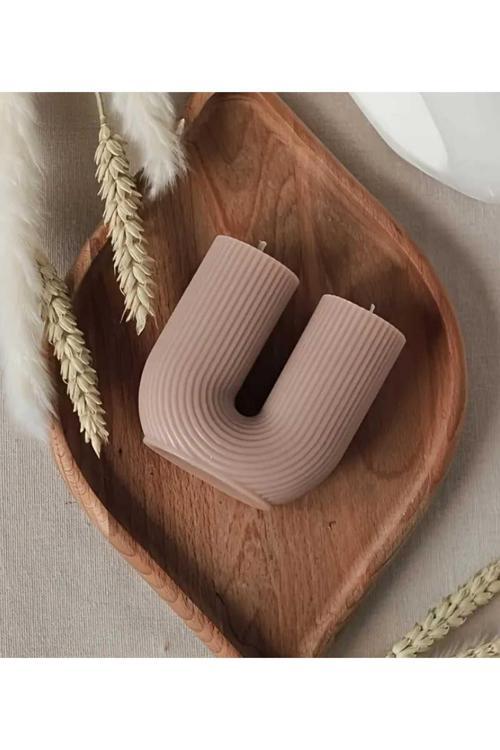 Doğal Soya Dekoratif Çift Başlı U Mum