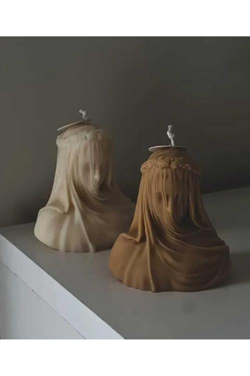 2'Lü Art Decor Peçeli Kadın Büst Mum Seti Doğal Soya Mumu